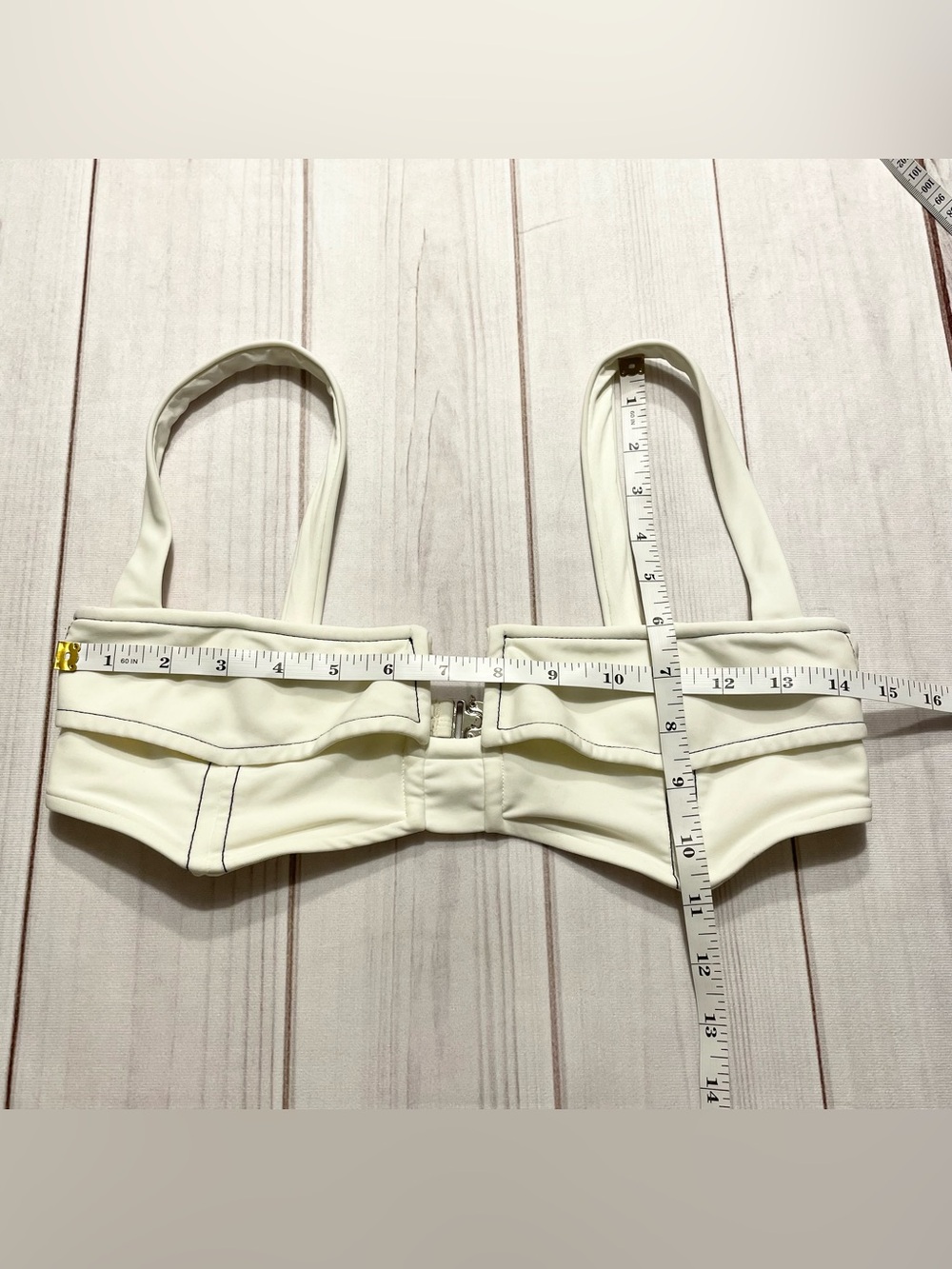 Devon Windsor Bikini Top Women’s M White Cream Faux Front Pocket Swim Designer - Picture 10 of 10